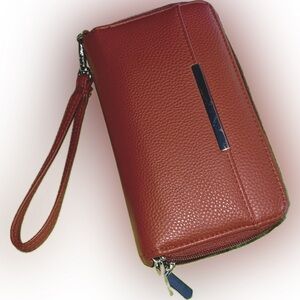 mundi Faux Pebbled Leather Wallet, Zip-Around Closure, Excellent/Clean Condition